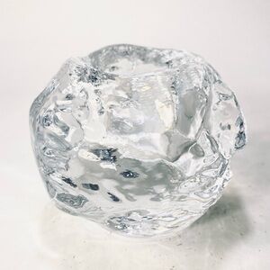 Kosta Boda Snowball Heavy Clear Glass Votive Candle Holder - Marked